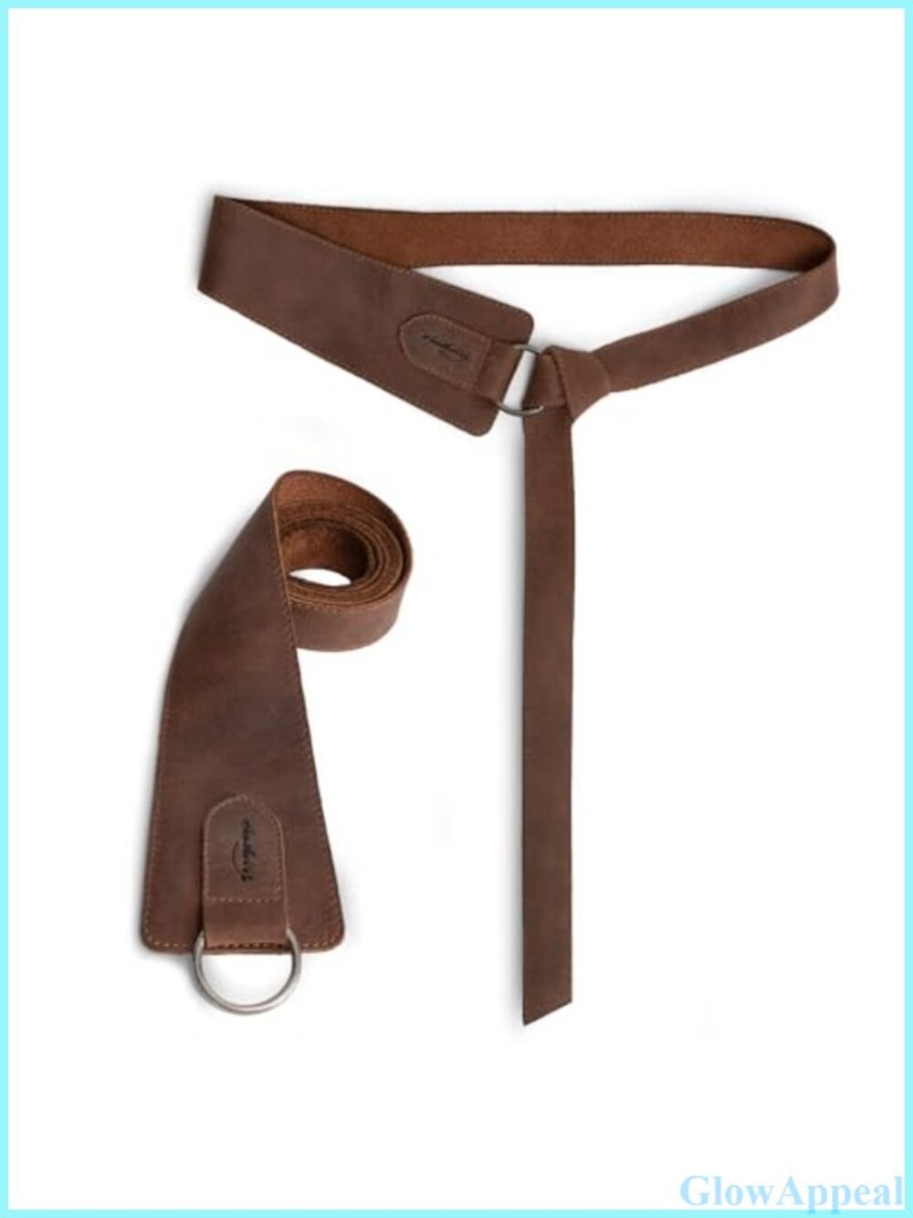 Full Grain Leather No-Buckle Belt Ring Waist Strap Formal
